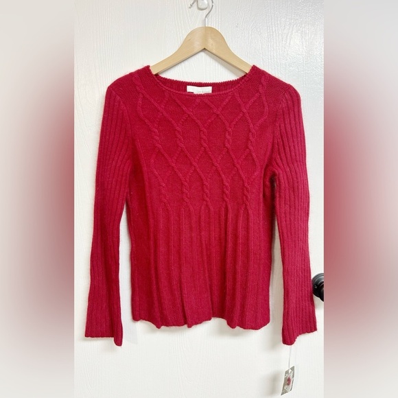 Lucy and Laurel Lamb's Wool Angora Rabbit Sweater Scarlet Red Women's Size M NWT - Picture 5 of 5